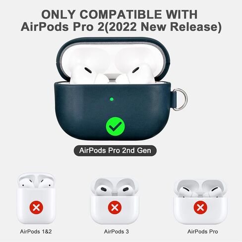 حافظة جلدية من ICARERFAMILY لأجهزة AirPods Pro 2 (2022)، غطاء حماية مقاوم للصدمات من الجلد الأصلي لأجهزة AirPods Pro 2، حافظة شحن سماعات الأذن (مرئية LED) تدعم الشاحن اللاسلكي بني in Saudi Arabia