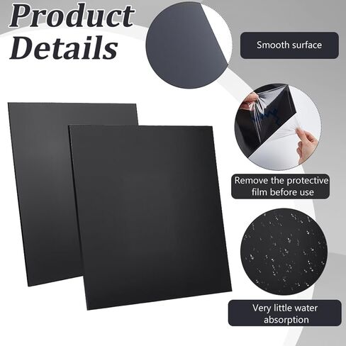 صفيحة Ahandmaker 2PCS 2 ورقة HDPE ، صفائح البولي إيثيلين عالية الكثافة 3 مم/6 مم من لوحة بلاستيكية صلبة 300 × 300 مم للمشاريع الصناعية الهندسية ديكورز ديي. in Saudi Arabia