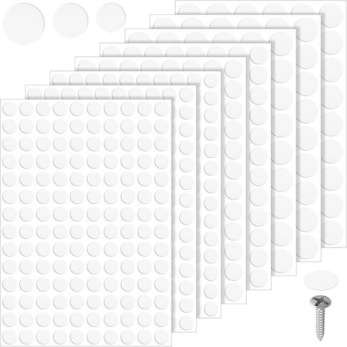 774 Pcs 8 Sheets Screw Hole Cover Stickers Self-Adhesive Screw Dust Proof Caps Wall Hole Cover 12 mm/15 mm/21 mm Small White Furniture Wood Stickers for Cabinet Wardrobe Decorative in Saudi Arabia