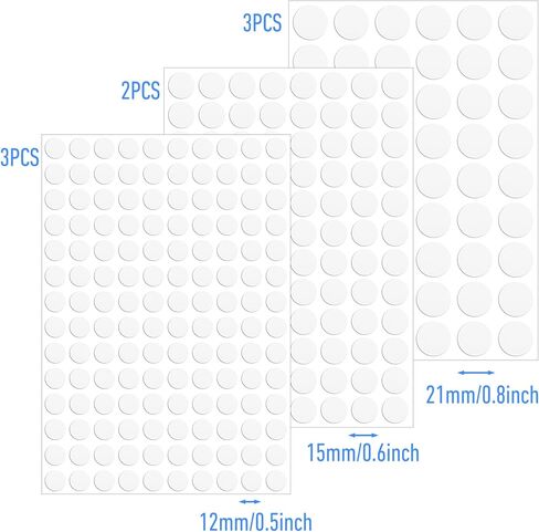 774 Pcs 8 Sheets Screw Hole Cover Stickers Self-Adhesive Screw Dust Proof Caps Wall Hole Cover 12 mm/15 mm/21 mm Small White Furniture Wood Stickers for Cabinet Wardrobe Decorative in Saudi Arabia