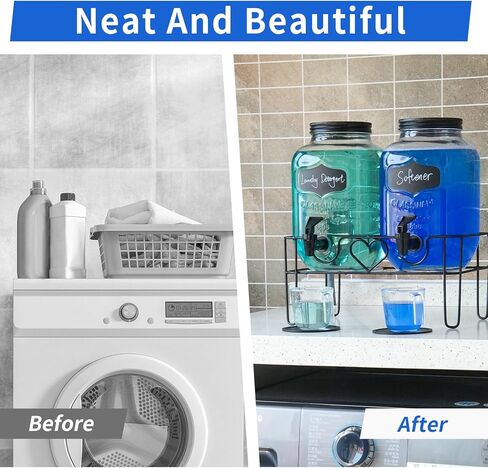 1 Gallon Liquid Laundry Detergent Dispenser with Stand, Glass Laundry Soap Dispenser, Glass Jars for Laundry Room Organization and Storage, Liquid Detergent, Fabric Softener in Saudi Arabia
