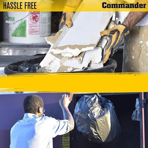 Commander 55 Gallon 3 MIL (eq) Heavy Duty Contractor Bags with Flap Ties - 36" x 56" with flaps - Pack of 10 - For Contractor, Industrial, & Outdoor in Saudi Arabia