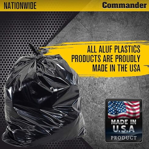 Commander 55 Gallon 3 MIL (eq) Heavy Duty Contractor Bags with Flap Ties - 36" x 56" with flaps - Pack of 10 - For Contractor, Industrial, & Outdoor in Saudi Arabia