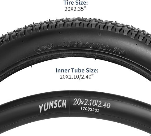 yunscm 2-pcs 20 "إطارات الدراجة 20x2.35/60-406 و 20" أنابيب الدراجة الثقيلة صمام شريدر متوافق مع الدراجة الجبلية 20x2.30 20 × 2.35 20x2.40 إطارات الدراجات (Y-1276) in Saudi Arabia