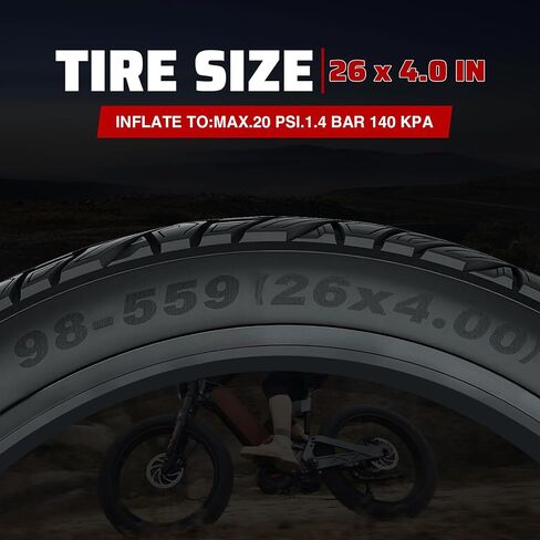ZUKKA 20/26x 4.0 E-Bike Tire 1/2 Pack Fat Tire High Performance Fat Tire/White Wall Tire Replacement Tire Folding Mountain Bike Tire High-Density Bike Tires for MTB E Bikes in Saudi Arabia