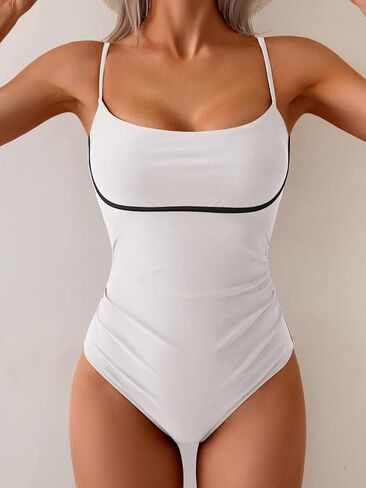 B2Prity Womens One One Swimsuit Tummy Control Ruched Wiched Suit Alloy Block Wear مع حزام معكرونة قابل للتعديل in Saudi Arabia