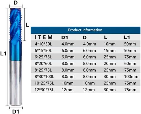 4mm-12mm شانك طحن البتات كربيد الطحن الطحن القاطع الخشن طاحونة الطاحونة 4 flute حلزونية الموجه بتات المعادن بت (8xd8x20x60l) in Saudi Arabia