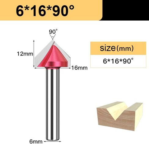 1pcs 6mm Shank 3D V Bit CNC Router Bits Wood Carving Cutter Tungsten Carbide 60 90 120 Deg MDF Woodworking Engraving Milling Cutters(6x16x90deg) in Saudi Arabia
