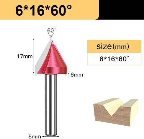 1pcs 6mm Shank 3D V Bit CNC Router Bits Wood Carving Cutter Tungsten Carbide 60 90 120 Deg MDF Woodworking Engraving Milling Cutters(6x16x90deg) in Saudi Arabia