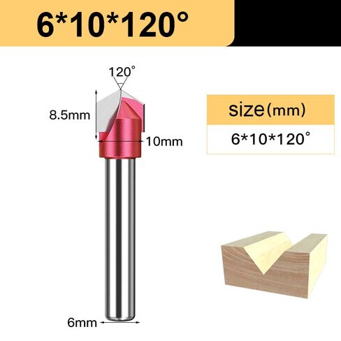 1pcs 6mm Shank 3D V Bit CNC Router Bits Wood Carving Cutter Tungsten Carbide 60 90 120 Deg MDF Woodworking Engraving Milling Cutters(6x16x90deg) in Kuwait