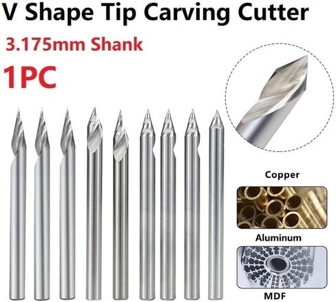3.175mm Shank 3 Flute Chamfer Milling Cutter 60 Degrees CNC Router Bit Tungsten Carbide Chamfer End Mill CNC Engraving Milling Tool(30Dx0.2) in Saudi Arabia