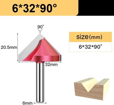 1pcs 6mm Shank 3D V Bit CNC Router Bits Wood Carving Cutter Tungsten Carbide 60 90 120 Deg MDF Woodworking Engraving Milling Cutters(6x16x90deg) in Saudi Arabia