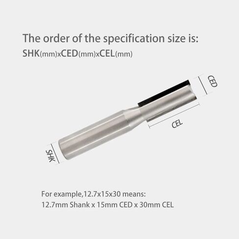 12.7mm Shank PCD Bottom Cleaning Wood Diamond Straight Router Bit 3 and 4 Flutes CNC Flat End Mill Wood Milling Cutter(12.7x46xH15x3T) in Saudi Arabia