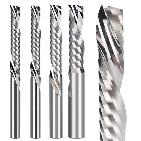 3.175mm(1/8') Shank CNC Router Bit Single Flute Down Cut Spiral End Mill Carbide Milling Cutter for Acrylic PVC(6x6x25x60L) in Kuwait