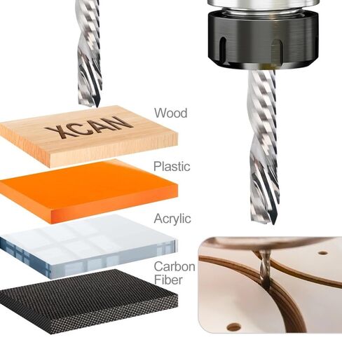 3.175mm(1/8') Shank CNC Router Bit Single Flute Down Cut Spiral End Mill Carbide Milling Cutter for Acrylic PVC(6x6x25x60L) in Kuwait