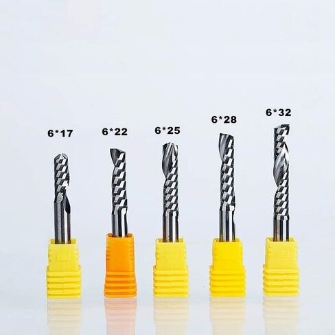 6mm Shank Single Flute Spiral Cutter Router Bit CNC End Mill for Acrylic Carbide Milling Cutter CNC Tools(6mmX6mmX25mm) in Saudi Arabia