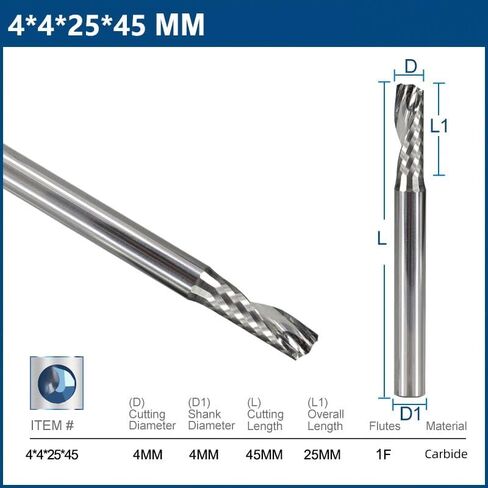 3.175 4 6mm شانك كاربيد الطاحونة المفردة المفردة طحن الفلوت واحد لقطع الفلوت PVC CNC بت (3.175x12x38mm) in Saudi Arabia