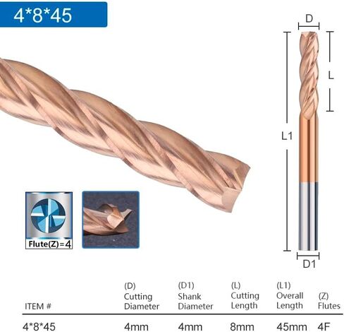 4MM 6MM شانك كاربيد الطاحونة 4 قاطع طحن الناي TICN جهاز التوجيه CNC بتات مسطحة (6x6x25x50mm) in Saudi Arabia