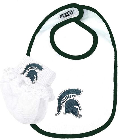 Michigan State Spartans Baby Bib and Socks with Lace Set in Saudi Arabia