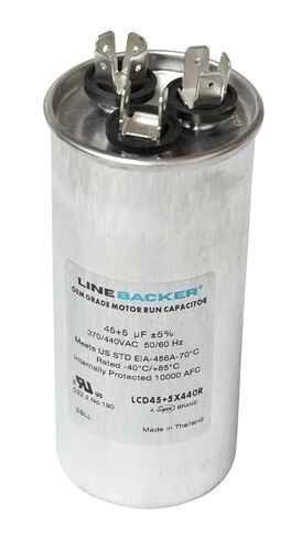 Supco Capacitor Round Dual Run 45 + 5 UF 370/440 FORTS for HVAC Motors Compressors LCD45 + 5X440R LINEBACKER in Saudi Arabia