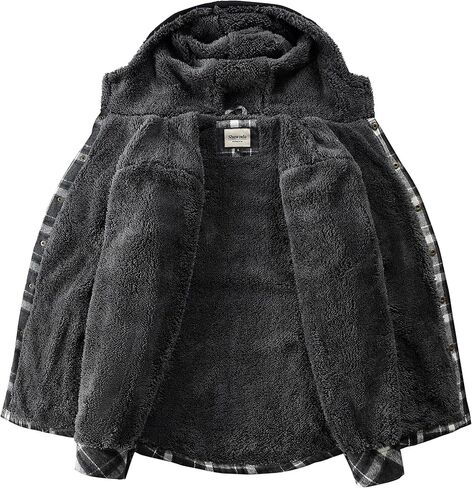 Shawnda Men's Sherpa Hooded Flannel Jacket Stack in Kuwait