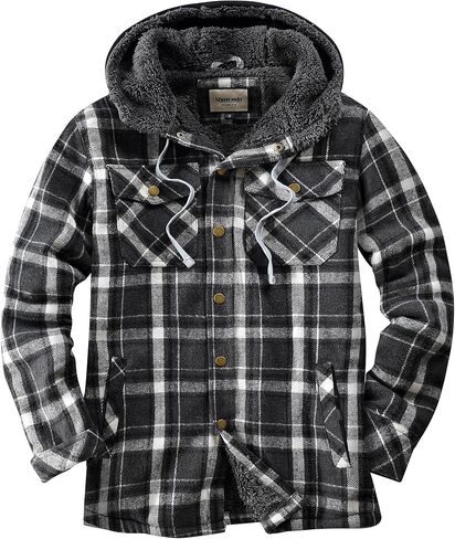 Shawnda Men's Sherpa Hooded Flannel Jacket Stack in Kuwait