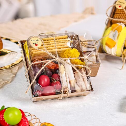50 Pack Charcuterie Boxes with Clear Lids 5.3x4.9x2.5 Inch Paper Mini Charcuterie Box Takeout Containers for Cookie Cake Slice Sandwich Strawberries(Brown) in Kuwait