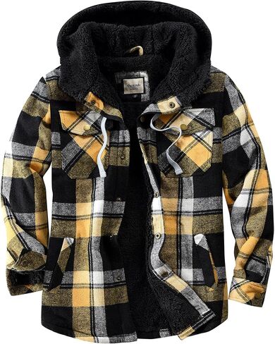 Shawnda Men's Sherpa Hooded Flannel Jacket Stack in Saudi Arabia