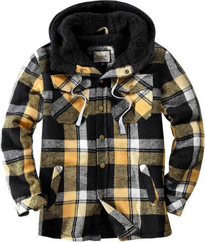 Shawnda Men's Sherpa Hooded Flannel Jacket Stack in Saudi Arabia