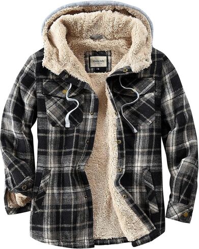 Shawnda Men's Sherpa Hooded Flannel Jacket Stack in Kuwait