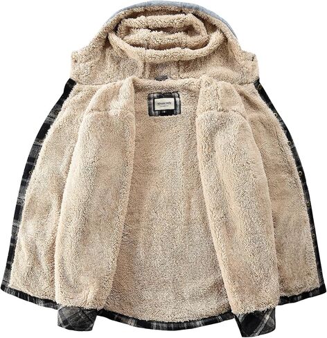 Shawnda Men's Sherpa Hooded Flannel Jacket Stack in Kuwait