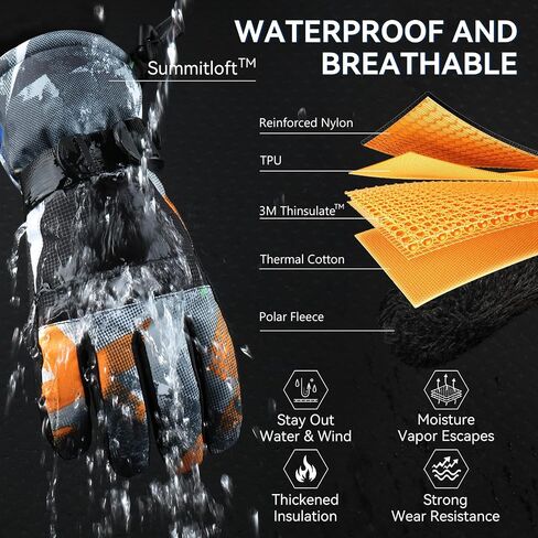Ski ,Snow Gloves,3M Thinsulate Waterproof Cold Weather Winter Gloves for Parent- Cycling, Driving, Running in Saudi Arabia
