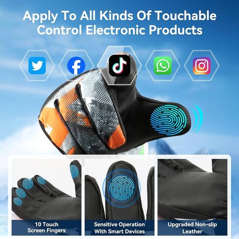 Ski ,Snow Gloves,3M Thinsulate Waterproof Cold Weather Winter Gloves for Parent- Cycling, Driving, Running in Saudi Arabia