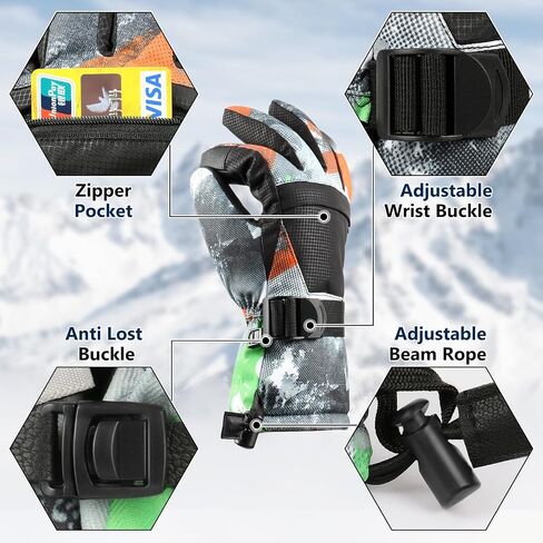 Ski ,Snow Gloves,3M Thinsulate Waterproof Cold Weather Winter Gloves for Parent- Cycling, Driving, Running in Saudi Arabia