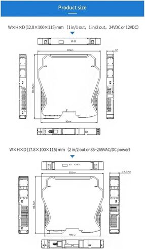 18-30VDC الطاقة الحرارية لارتفاع درجة حرارة المعزل 24VDC DIN مع مرسل إشارة درجة الحرارة 4-20MA PT100 (2 في 2 OUT ، 4-20MA_PT100-200-850C) in Kuwait