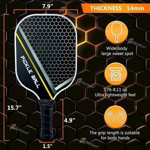 iMeshbean Pickleball Paddle, Fiberglass Surface Pickleball Paddle,Honeycomb Core Paddle Rackets, Lightweight & Wide, Comfortable Ergonomic Grip, Pickleball Paddles for Beginners & Pros in Saudi Arabia