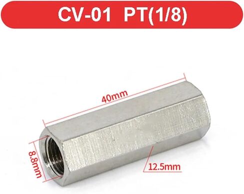 Brass Pneumatic Check Valve Full Port One Way Non- For Air Compressor 1/8" 1/4" 3/8" 1/2"(CV-02 w PC,With 6mm Fitting) in Saudi Arabia