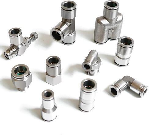 الموصلات الهوائية تجهيزات خرطوم الهواء 304 الفولاذ المقاوم للصدأ PU PY PE 6MM 8MM10MM إكسسوارات الأنابيب الالتواءات سريعة التركيب (PV ، 10 مم) in Saudi Arabia