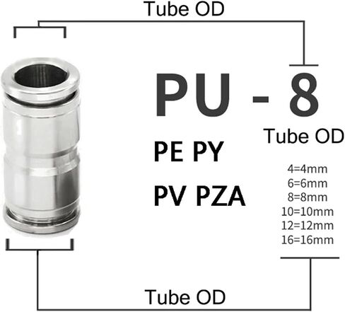 الموصلات الهوائية تجهيزات خرطوم الهواء 304 الفولاذ المقاوم للصدأ PU PY PE 6MM 8MM10MM إكسسوارات الأنابيب الالتواءات سريعة التركيب (PV ، 10 مم) in Saudi Arabia