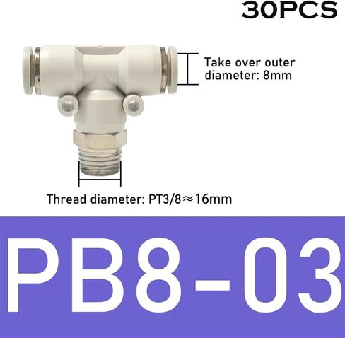 30pcs pneumatic type t-type مع Tee tee pb 6-01 8-02 10-03 12-04 موصل سريع (PB4-02 (30pcs)) in Saudi Arabia
