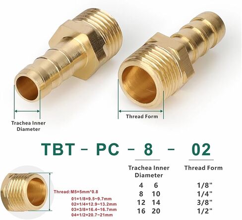 PC Series Brass Fittings With Male Thread 6mm/8mm/10mm/12mm Pneumatic Components Pagoda Gas Hose Fittings(TBT-PC-12-03) in Saudi Arabia