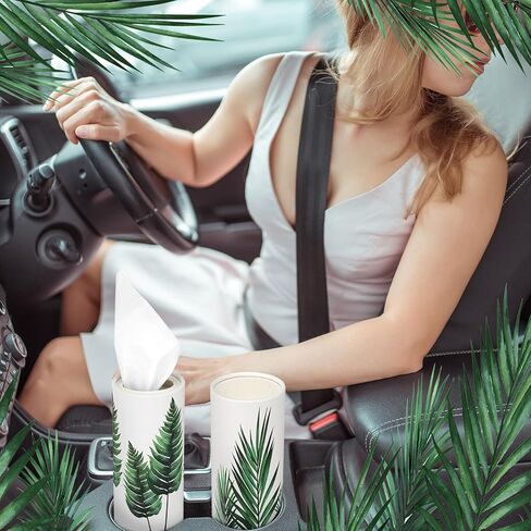 Zonon 8 PCS أسطوانة أنسجة السيارة الخضراء مع أنسجة أسطوانات سفر منسجة الأنسجة ذات 3 طواف للسيارة مع 50 ورقة لحاوية حامل الكأس مستديرة in Kuwait