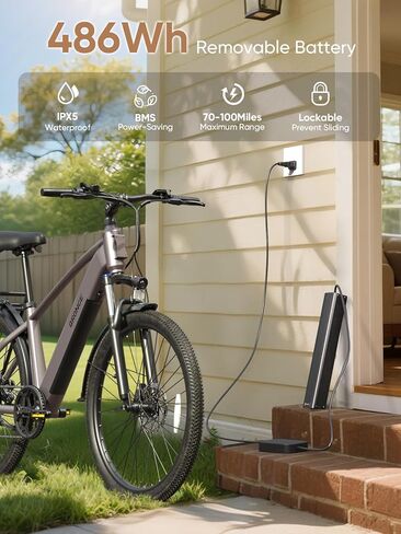 دراجة كهربائية للبالغين 1000 واط محرك الذروة ، Ebike مع نطاق 80 ميل ، دراجة كهربائية للبالغين للتنقل 25 ميلاً في الساعة كحد أقصى ، و 7 سرعات 5 أوضاع ركوب الدراجة الجبلية الكهربائية ، 26 بوصة مع بطارية 486 وات القابلة للإزالة in Kuwait