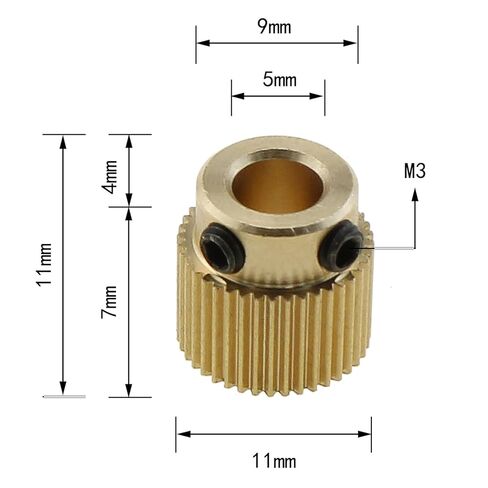 10pcs 40-Tooth Extruder Gear, 3D Printer Accessories, Drive Gear, Brass Extrusion Wheel Compatible with Ender 3, Ender 3 Pro, CR-10, CR-10s, S4, S5 (40-Tooth) in Saudi Arabia