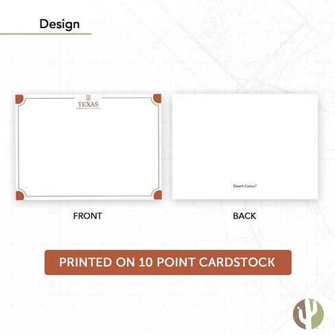 جامعة Desert Cactus University Texas 10 Pack Notecards Cardstock Longhorns UT Austin تشمل حفلات الأظرف Memo Party شكرًا لك (Notecard 4B) in Saudi Arabia