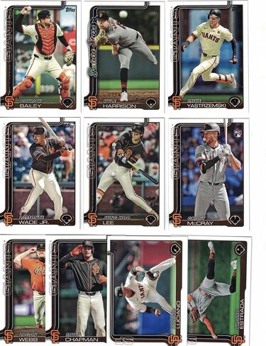 San Francisco Giants / Complete 2025 Topps San Francisco Giants Baseball Card Team Team (السلسلة 1 و 2) مع (20) بطاقات. * بالإضافة إلى مكافأة* تتضمن هذه القائمة (5) مكافأة San Francisco Giants Baseball Cards! in Kuwait