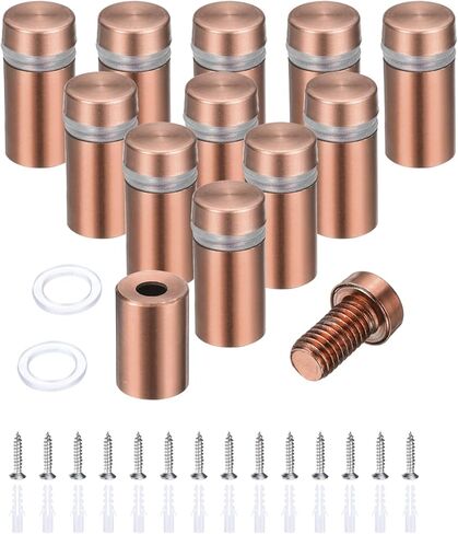 UXCELL 12 PCS 1/2 "× 1" مسامير مواجهة من الفولاذ المقاوم للصدأ جدار التثبيت علامة تصاعد مجموعة أجهزة مع 14 مساءً لتعليق لوحات الزجاج الاكريليك ، لوحات الإعلانات ، الذهب الوردي in Saudi Arabia