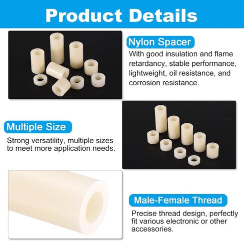 PATIKIL M5 Nylon Spacer Set, 100Pcs Non-Threaded ABS Round Spacer Standoff Assortment Electrical Outlet Spacers for PCB Motherboard, Circuit Board, Switch and Receptacle, Black in Saudi Arabia