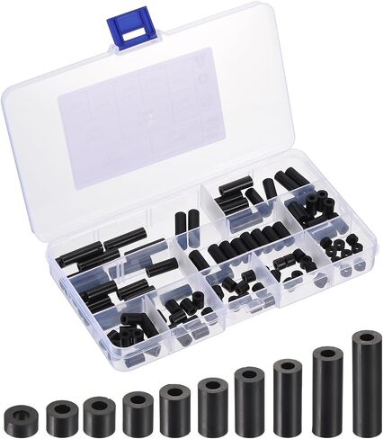 PATIKIL M5 Nylon Spacer Set, 100Pcs Non-Threaded ABS Round Spacer Standoff Assortment Electrical Outlet Spacers for PCB Motherboard, Circuit Board, Switch and Receptacle, Black in Kuwait