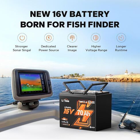 LiTime 16V 100Ah LiFePO4 Lithium Battery, Bluetooth 5.0, Self Heating & Low-temp Protection, Built-in 100A BMS, 4000+ Cycles, IP65, BCI Group 27, Perfect for Fish Finders Sonars Radars in Saudi Arabia